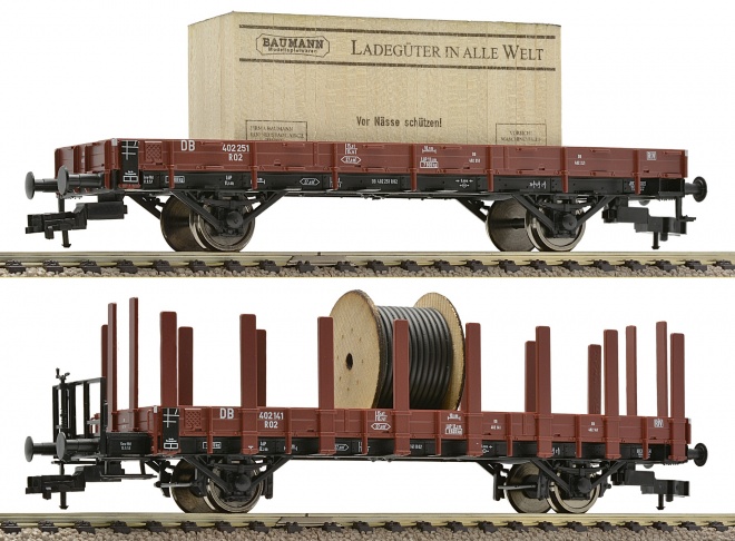 Set of 2 flat cars type R02 with load<br /><a href='images/pictures/Fleischmann/178748.jpg' target='_blank'>Full size image</a>